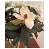 BR1 - Faux Floral Arrangement in Brass-Tone Planter