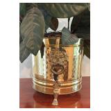BR1 - Faux Floral Arrangement in Brass-Tone Planter