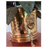 BR1 - Faux Floral Arrangement in Brass-Tone Planter