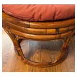 BR3 - Vintage Bamboo Ottoman With Cushion