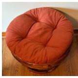 BR3 - Vintage Bamboo Ottoman With Cushion