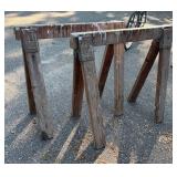 G - Wood Sawhorses Pair 33in Tall