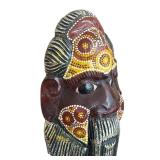 LR - Hand-Carved Wooden Decorative Mask Dot-Painted Tribal Style