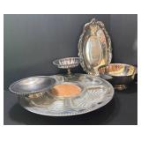 FR - Vintage Silver Plated Serving Platter and Bowl Set (Lot of 4)