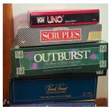K - Vintage Board Game Mixed Lot Monopoly Pictionary Trivia Pursuit & UNO