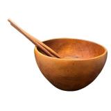 FR - Vintage Aristicraft Teakwood Bowl With Utensils
