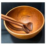 FR - Vintage Aristicraft Teakwood Bowl With Utensils