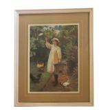 BR1 - Victorian Girl With Birdcage Framed Print