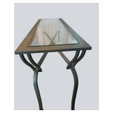 H - Metal Glass Top Console Table