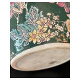 LR - Vintage Porcelain Fish Bowl Planter Floral Peony