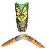 LR - Mixed Lot: Boruca Wall Hanging & Signed Australia Boomerang