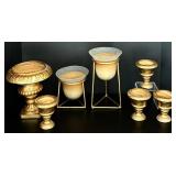 LR - Set of 7 Decorative Gold Candle Holders