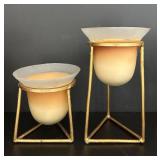 LR - Set of 7 Decorative Gold Candle Holders