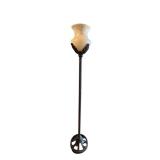 LR - Wrought Iron Torchiere Floor Lamp With Faux Marbled Shade- 70 in