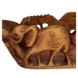 LR - Carved Wood Elephant Tray, Turtle Vase & Giraffe Tray Mixed Lot