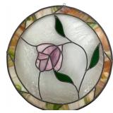 LR - Floral Stained Glass Round Suncatcher 18'