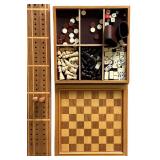 LR - Large Cribbage Board & Wooden Game Set Mixed Lot