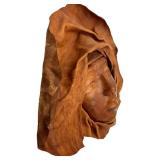 LR - Handmade Leather Wall Hanging Face Sculpture