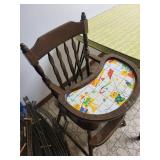 Wooden Child's High Chair With Tray