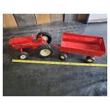 Vintage Metal Toy international Tractor with trailer