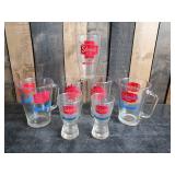 2 Vintage Schmidt Pitchers and 5 Glasses