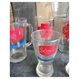 2 Vintage Schmidt Pitchers and 5 Glasses