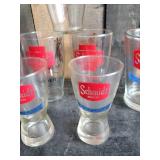 2 Vintage Schmidt Pitchers and 5 Glasses
