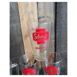 2 Vintage Schmidt Pitchers and 5 Glasses
