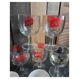 Lot of 9 Various styles of vintage coffee cups and glasses Budweiser, Schlitz and more