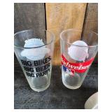 Lot of 9 Various styles of vintage coffee cups and glasses Budweiser, Schlitz and more