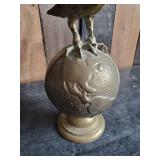 Gorgeous Brass antique Eagle on the World full wing spread