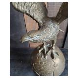 Gorgeous Brass antique Eagle on the World full wing spread