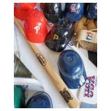 Kevin Garnett Life size Poster with Louiville Slugger Bats toy size, many small baseball hats, and more