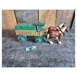 Vintage Watkins Cast Bank Draft horses pulling a wagon with key