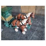 Vintage Watkins Cast Bank Draft horses pulling a wagon with key