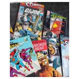 Lot of vintage books and comic books Superman GI joe and more