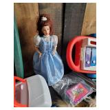 Vintage Fisher PriceToys and Barbie Dolls with Tote
