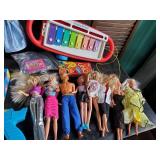 Vintage Fisher PriceToys and Barbie Dolls with Tote