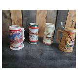 4 Budweiser Steins no chips or cracks