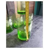 6 Vintage Green 4 leaf Clover cocktail Glasses no chips or cracks