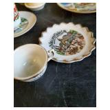 Lot of Vintage Kitchen Items, Goose Cookiejar, Small lanterns, small teacups and saucers and more