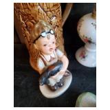Lot of Vintage Kitchen Items, Goose Cookiejar, Small lanterns, small teacups and saucers and more