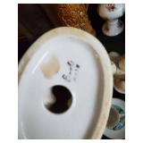 Lot of Vintage Kitchen Items, Goose Cookiejar, Small lanterns, small teacups and saucers and more