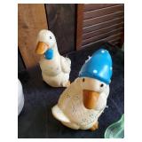Lot of Vintage Kitchen Items, Goose Cookiejar, Small lanterns, small teacups and saucers and more