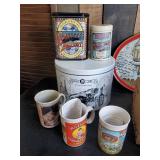 Vintage Lot of Watkins cups Salt and pepper, Tins and more