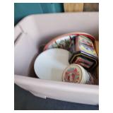 Vintage Lot of Watkins cups Salt and pepper, Tins and more