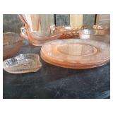 Large Lot of Depresion glass beautiful pink color with various styles