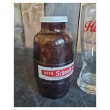 Vintage Beer Lot Schmidt Salt and Pepper and Hamms Glasses