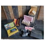 Lot of Vintage Items - Camera, Binoculars, Cribbage Boards & More
