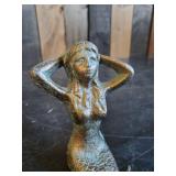 10" Vintage Cast Iron Mermaid Décor
